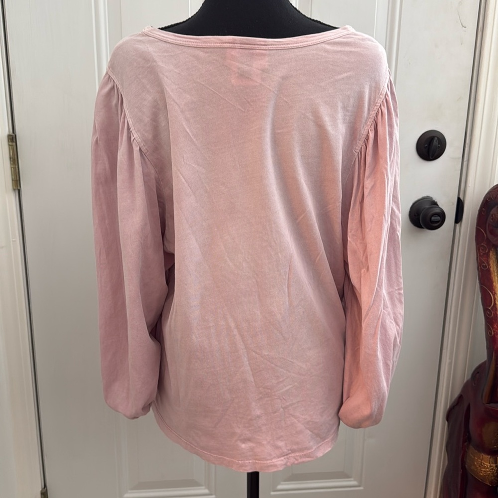 Universal Thread Womens Dusty Pink Lilac Puff Balloon Sleeve Cotton Top Medium - Picture 5 of 15